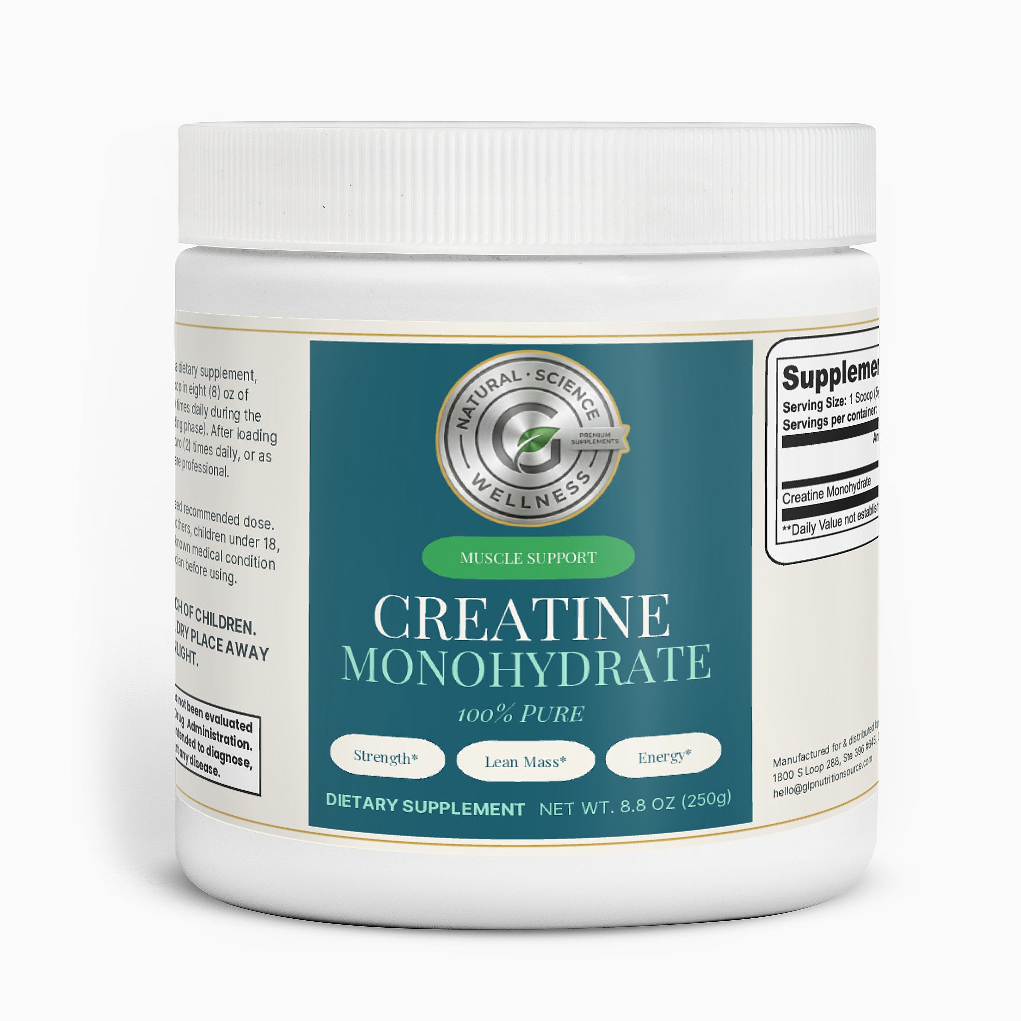 Creatine Monohydrate by GLP Nutrition Source — product label